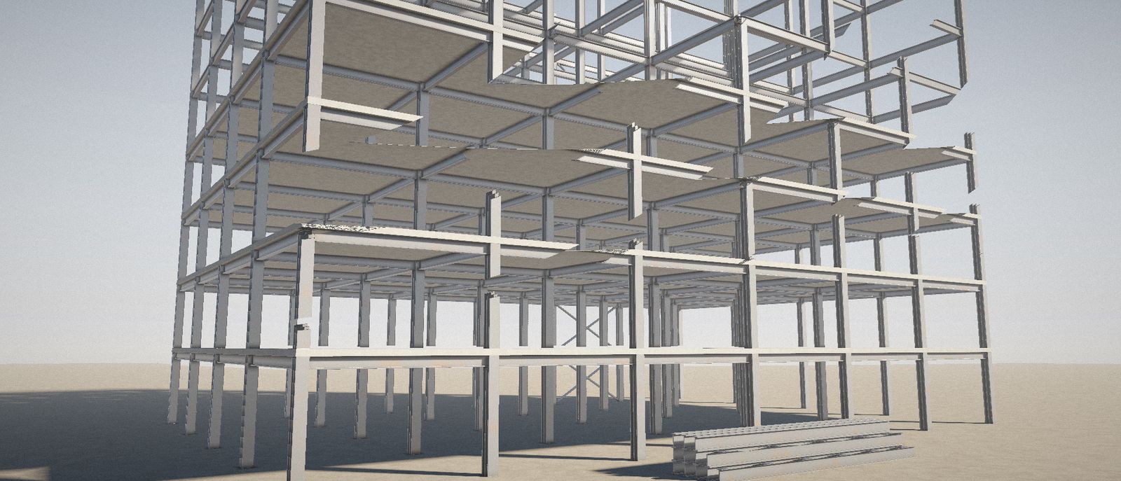 Estructura metálica de un edificio en construcción